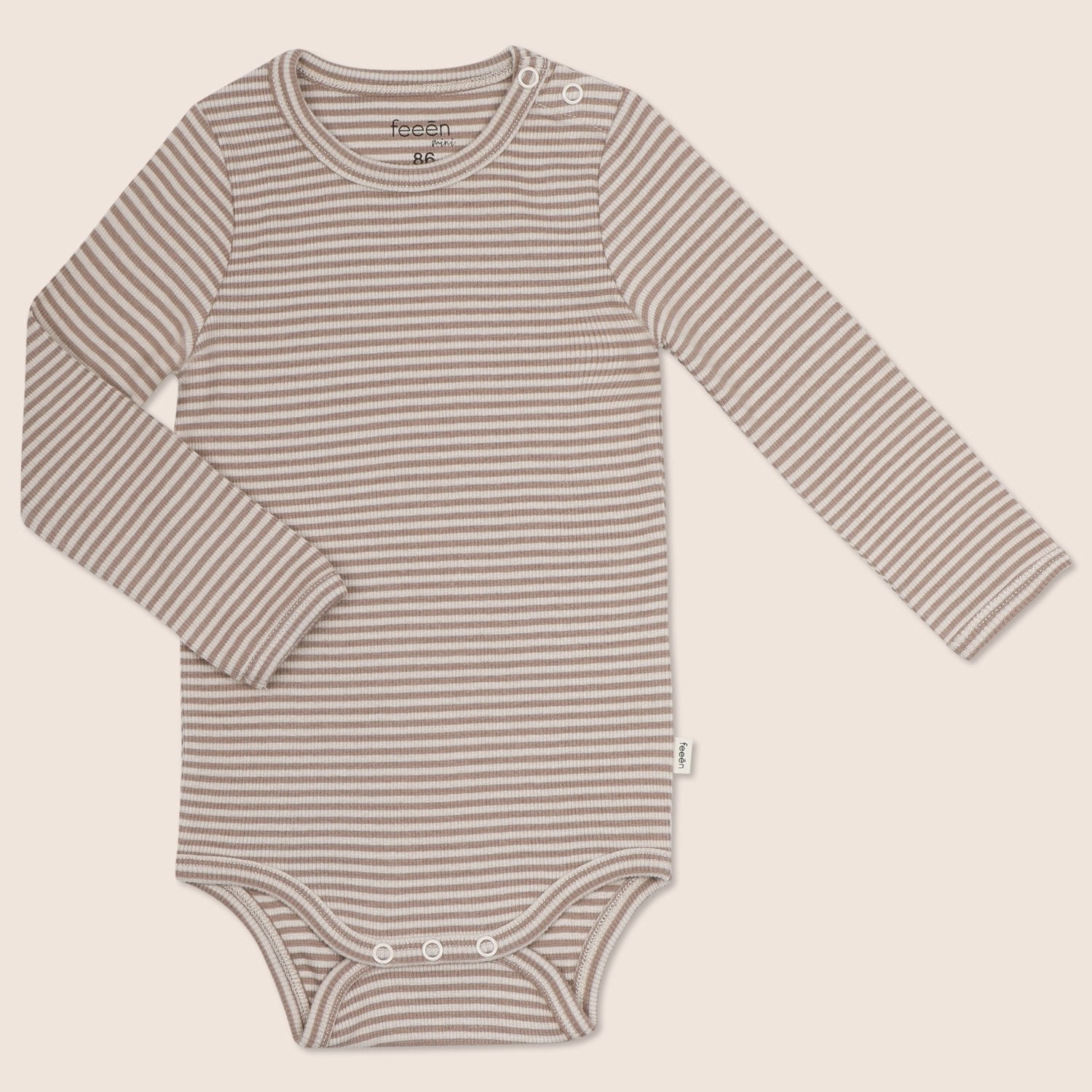 longsleeve bodysuit · stripes - almond/mocha