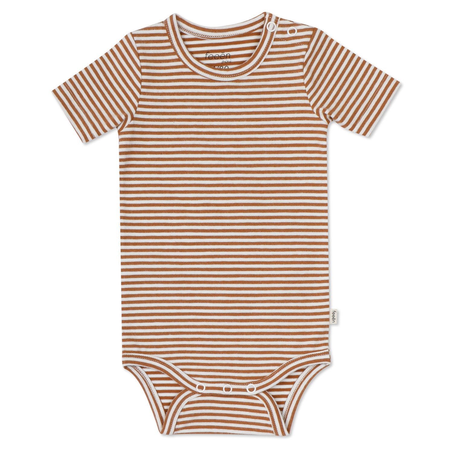 shortsleeve bodysuit · pecan stripes